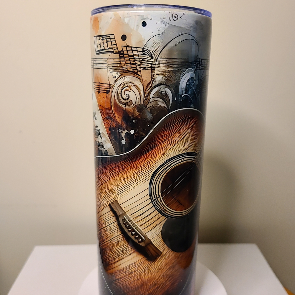 Artistic Guitar Themed Tumbler